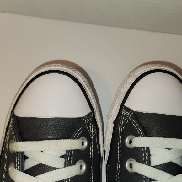 Grey Leather Converse All Stars Low Top Sneakers Men's Size 9 Women's Size 11 - Picture 6 of 12